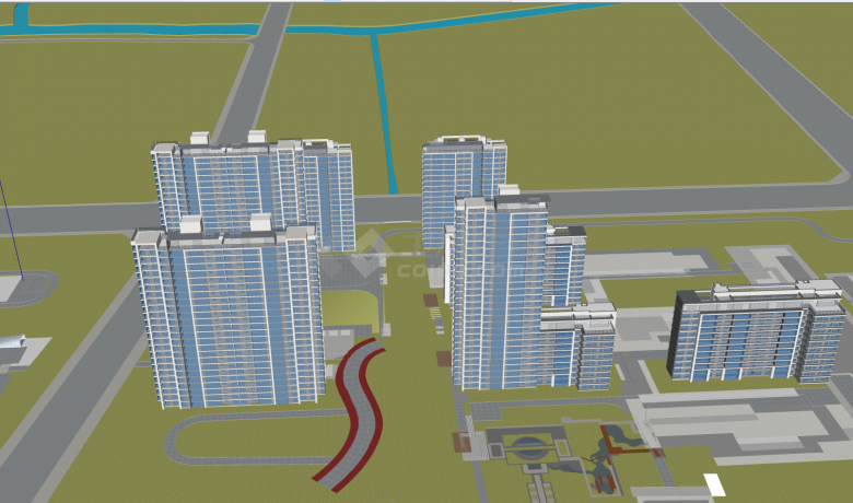 中式简约高层洋房建筑su模型-图二