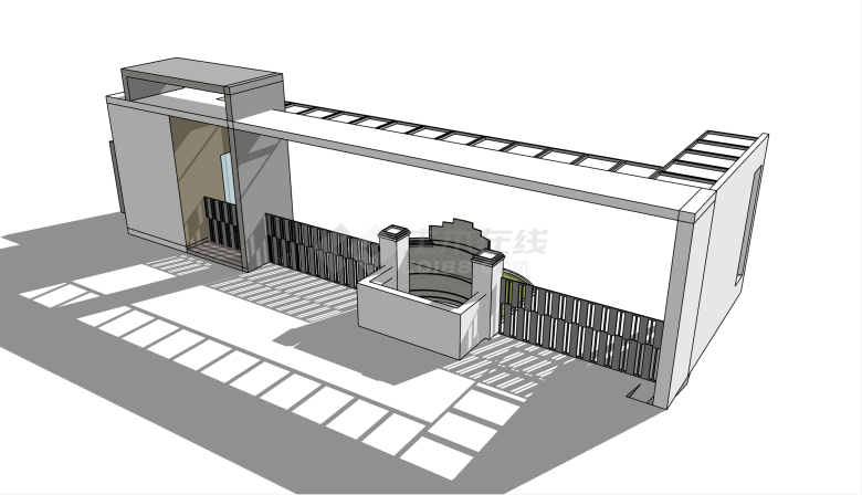 现代经典公司大门入口su模型-图一