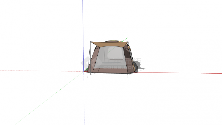 现代半圆形棕色帐篷su模型-图一