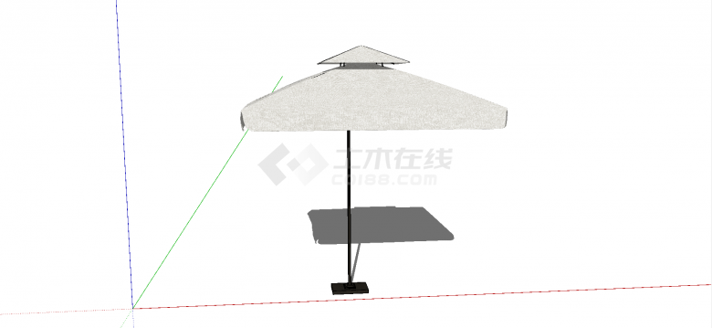 户外前遮式方形遮阳伞su模型-图二