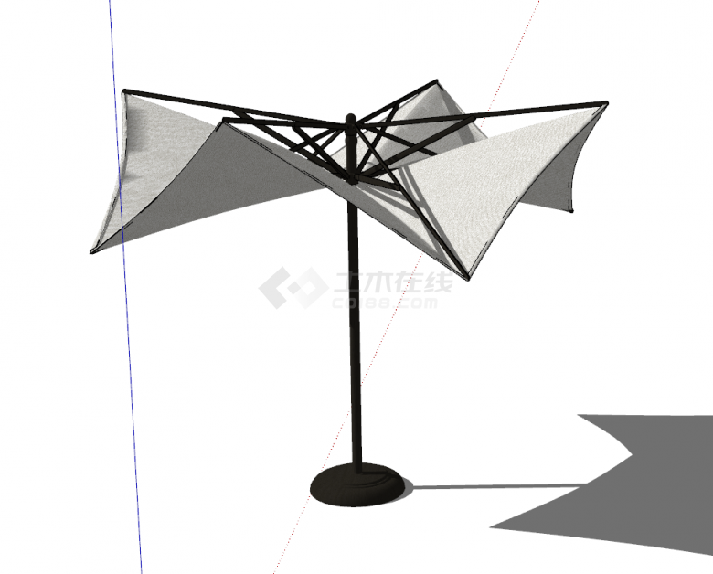户外可伸缩的遮阳伞su模型-图二