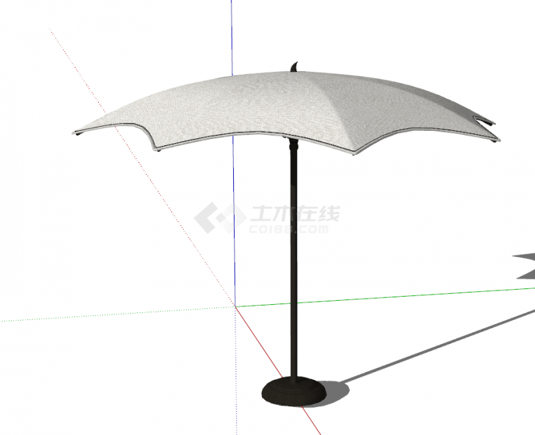 金属支架灰顶的遮阳伞su模型-图二