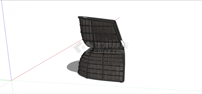 藤条材质带坐垫靠背椅子su模型-图二