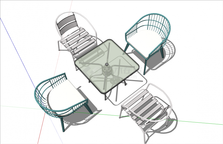 创新铁艺现代的风格桌椅组合su模型-图二