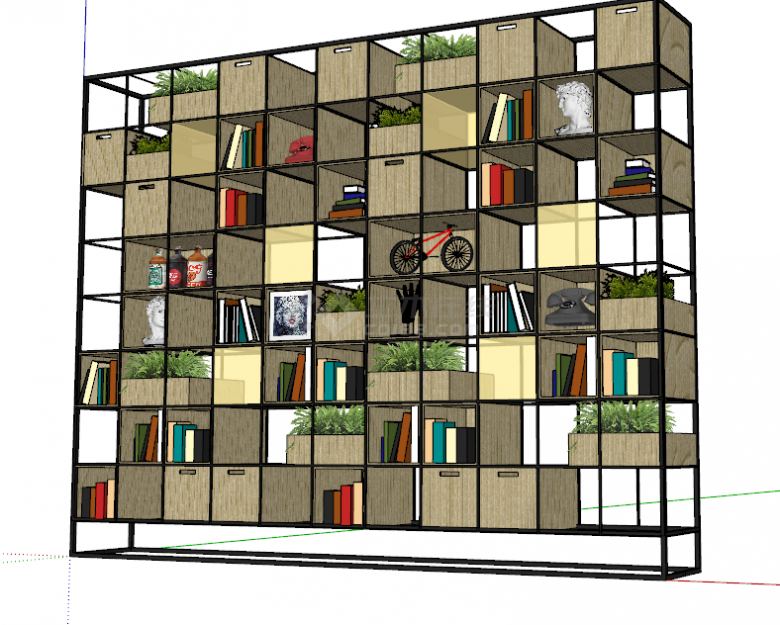 多层金属框架的书柜su模型-图二