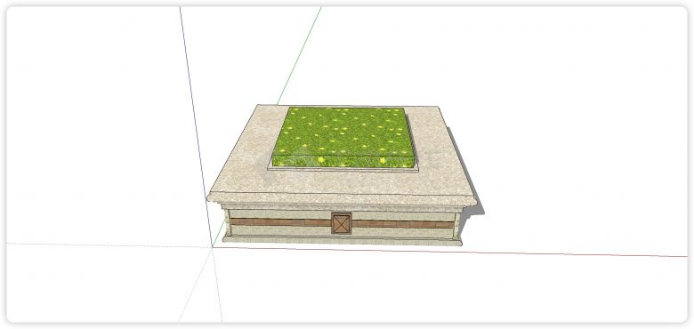 米色大理石方形树池su模型-图二