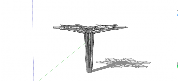 现代公园创意伞状构筑物su模型_图1
