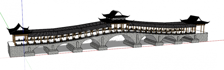 新古典廊桥建筑su模型-图二