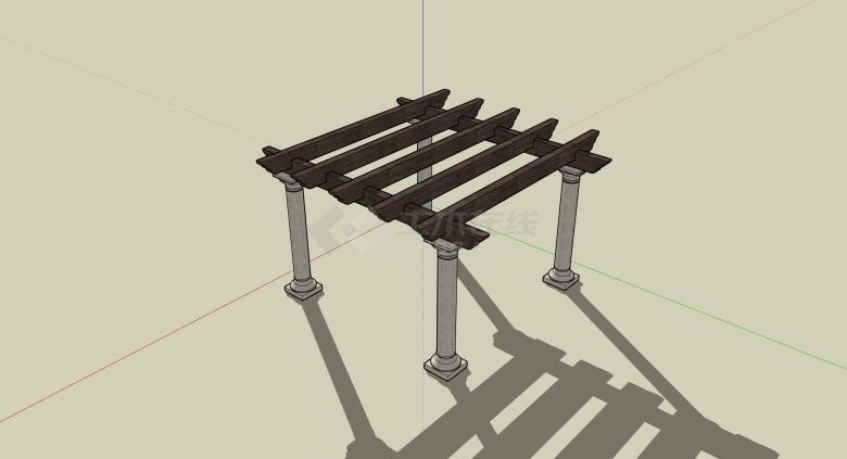 罗马柱矩形廊架花架 su模型-图一