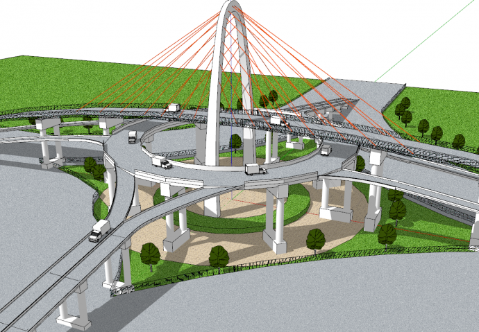 城市建设高速路立交桥道路su模型_图1