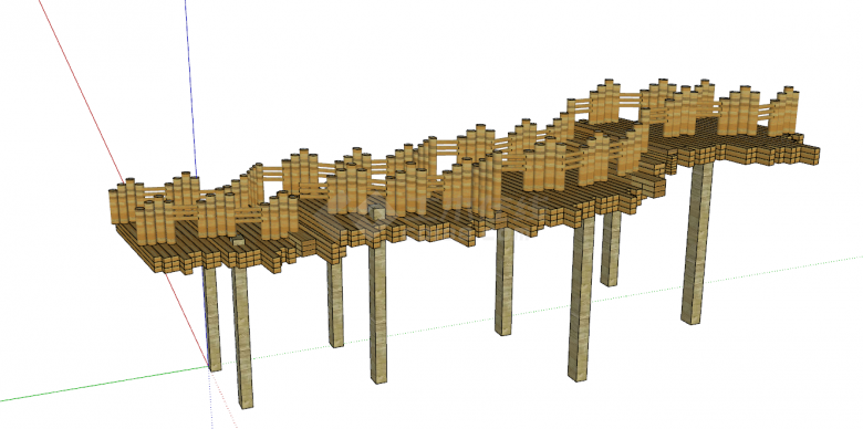 景点木制式带护栏桥梁su模型-图二