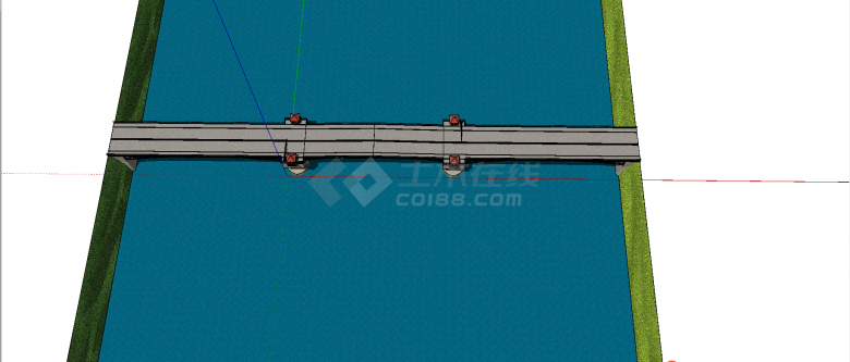 带灯塔式三段跨江大桥桥梁su模型-图一
