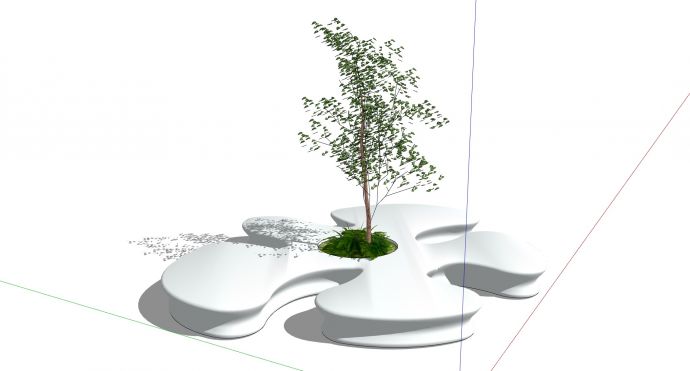 白色花瓣形状创意树池座椅su模型_图1