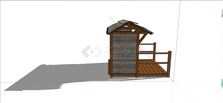 新中式木质公厕su模型-图一