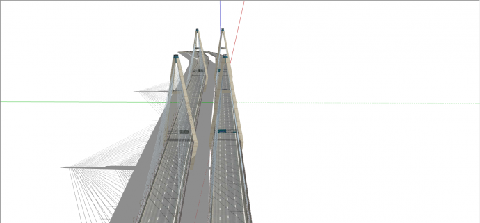 现代两座并排悬索桥su模型_图1