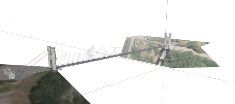 美式复古悬空悬索桥su模型-图二