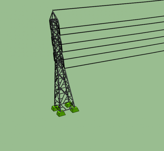 三层顶部可架电线的电力铁塔su模型_图1