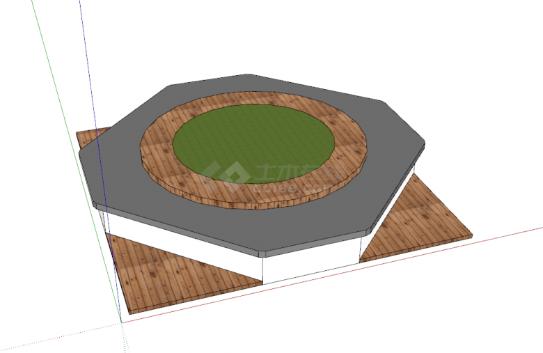 白黑绿色圆形方形树池 su模型-图二