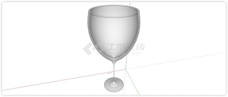 宽口红酒杯高脚杯玻璃杯SU模型-图二