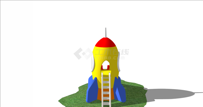 红黄蓝小火箭儿童设备su模型-图二