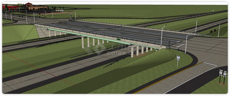 立交钢筋水泥行车桥梁其它桥梁su模型-图二