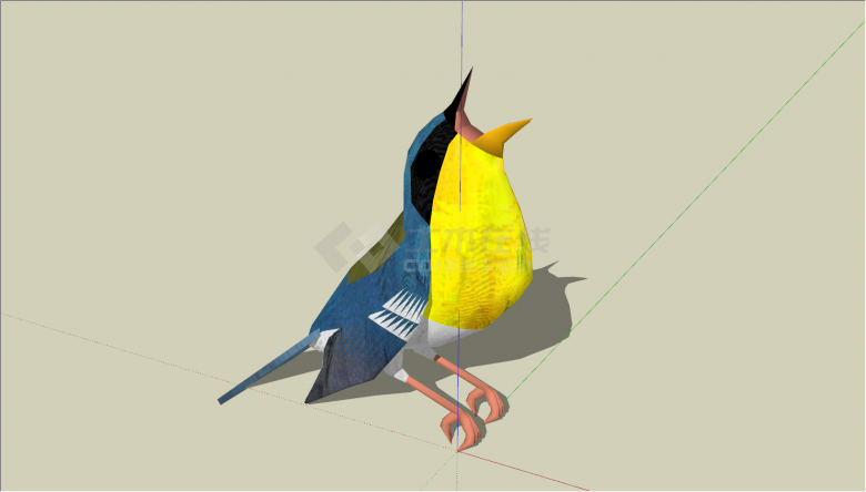 热带森林蓝黄色莺鸟su模型-图一