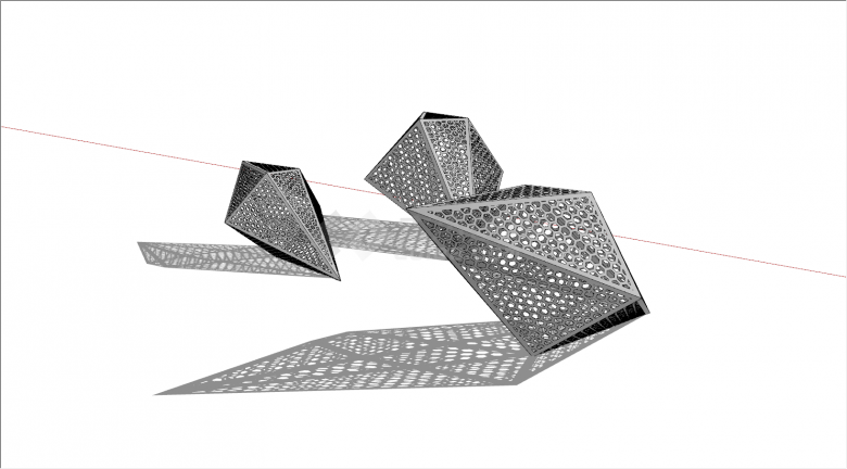 菱形立体镂空艺术雕塑SU模型-图二