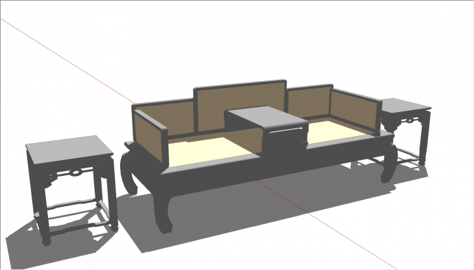 中式灰色沙发家具su模型_图1