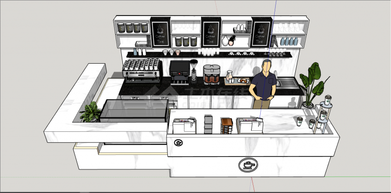 现代白色系研磨咖啡机 su模型-图一