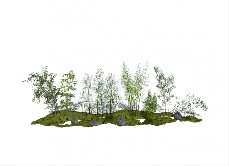 新中式户外风景设计景观树su模型-图一
