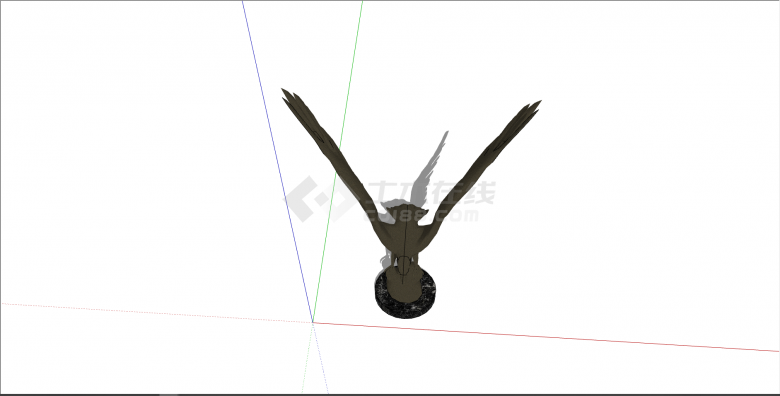 现代仿准备飞翔的老鹰雕塑su模型-图二