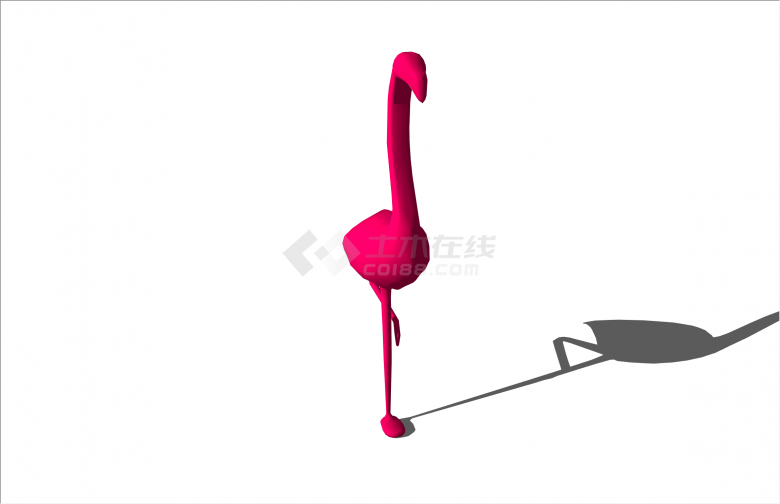 红色火烈鸟动物雕塑SU模型-图二