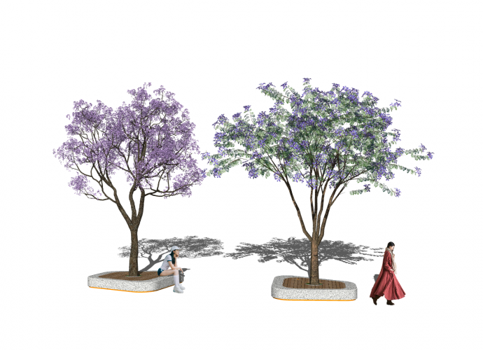 浪漫紫色新中式景观树su模型_图1