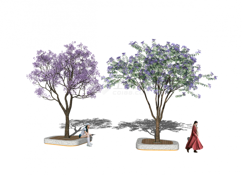 浪漫紫色新中式景观树su模型-图一