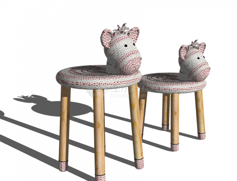粉白小猴儿童家具座椅su模型-图二
