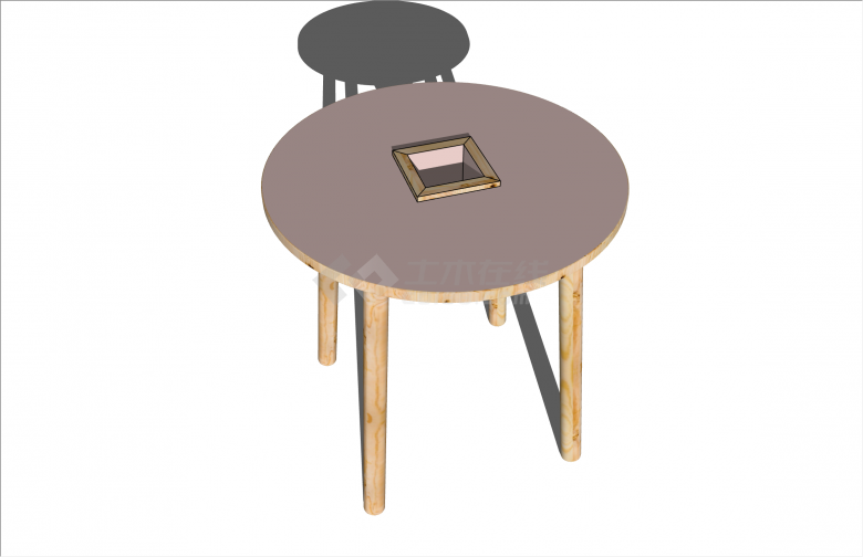 粉色实木现代儿童家具桌子su模型-图二