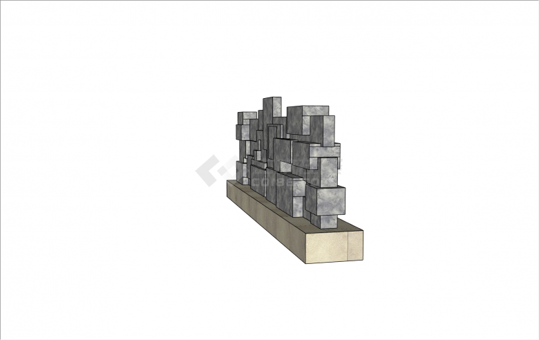 独特方块组合现代景墙su模型-图二