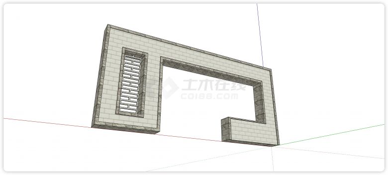 青砖文化砖中式组件景墙照壁su模型-图二