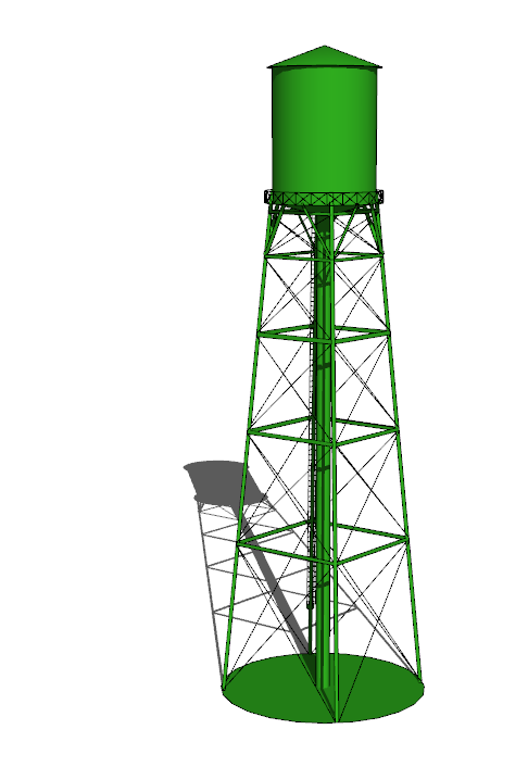 绿色现代工业水塔水柜水箱高塔 su模型_图1