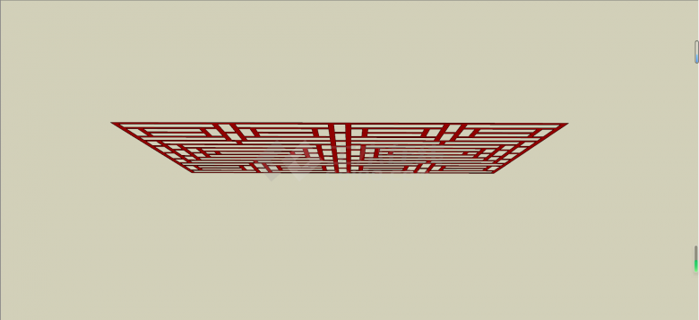 中式组件红色方形花窗和纹理su模型-图二