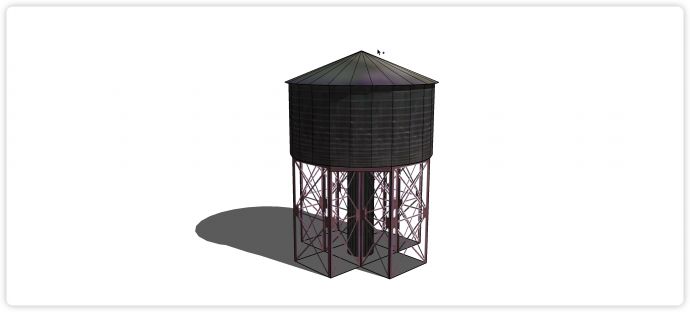 大型圆柱形工业水塔水柜水箱高塔su模型_图1