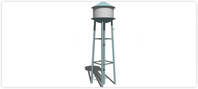 白色尖顶工业水塔水柜水箱高塔su模型_图1