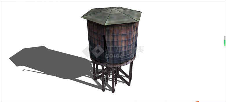 老式承压工业水塔水柜水箱高塔su模型-图二
