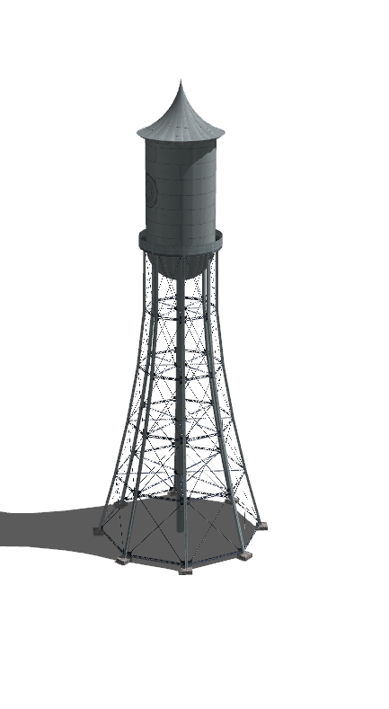 工业水塔水柜高塔 su模型_图1