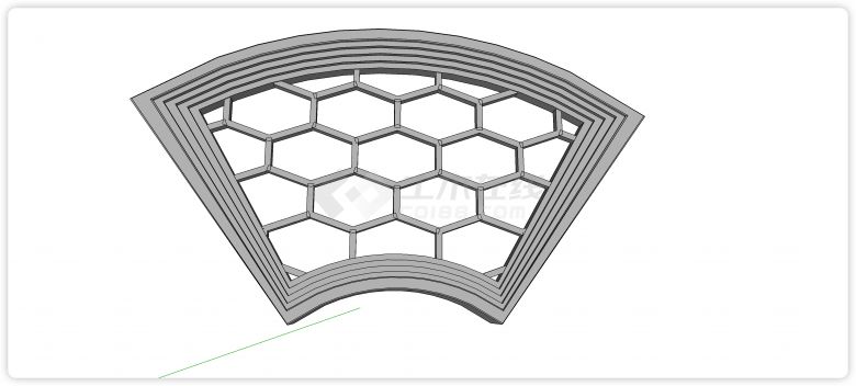 六角形雕花中式组件花窗和纹理su模型-图二
