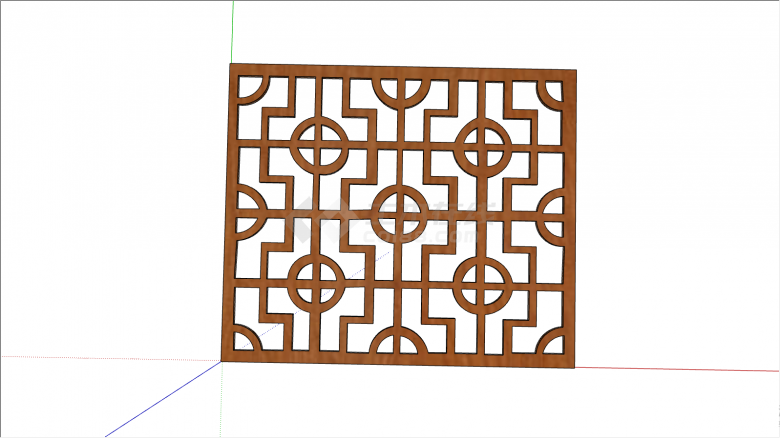正方形的镂空的中式组件花窗和纹理su模型-图二