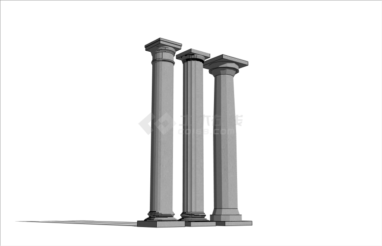 线条型多立克柱罗马柱su模型-图二
