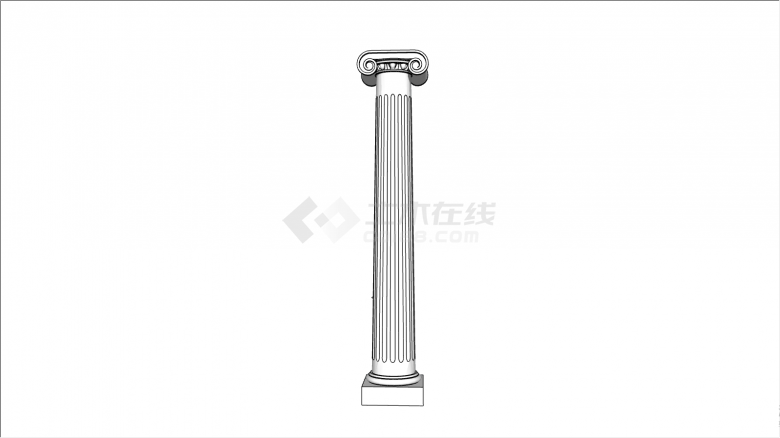 圆柱形的带祥云雕刻的罗马柱su模型-图一