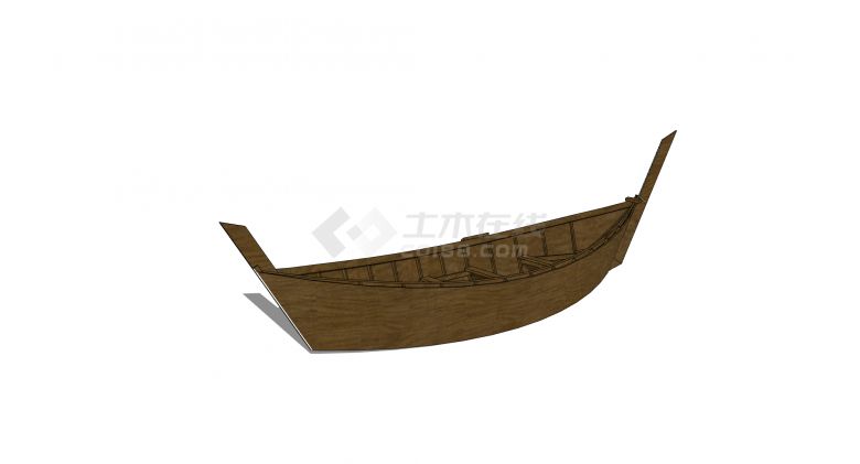 印第安风格无棚独木舟su模型-图一