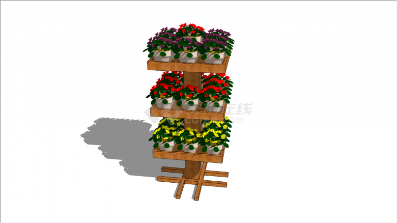 三层花箱种植箱SU模型-图二